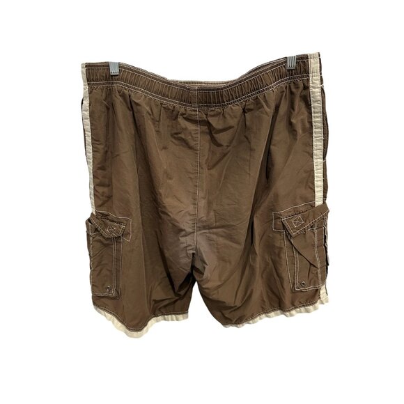 Arizona Jean Co. Mens Brown Cargo Shorts Elastic Waist Drawstring Swimsuit - Picture 2 of 9